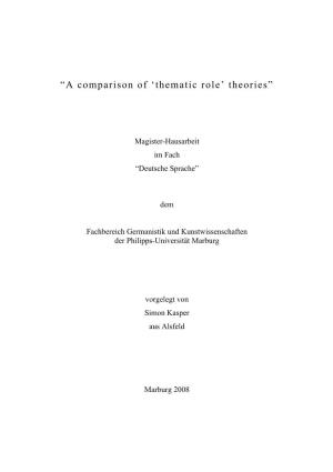 “A Comparison of 'Thematic Role' Theories”