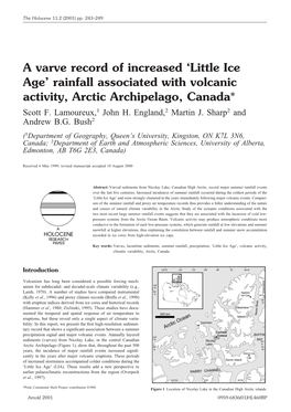 A Varve Record of Increased 'Little Ice Age' Rainfall Associated With