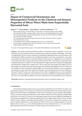 Impact of Commercial Oenotannin and Mannoprotein Products on the Chemical and Sensory Properties of Shiraz Wines Made from Sequentially Harvested Fruit