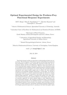 Optimal Experimental Design for Predator-Prey Functional Response Experiments