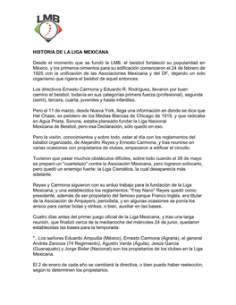 Historia De La Liga Mexicana