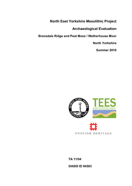 North East Yorkshire Mesolithic Project Archaeological Evaluation