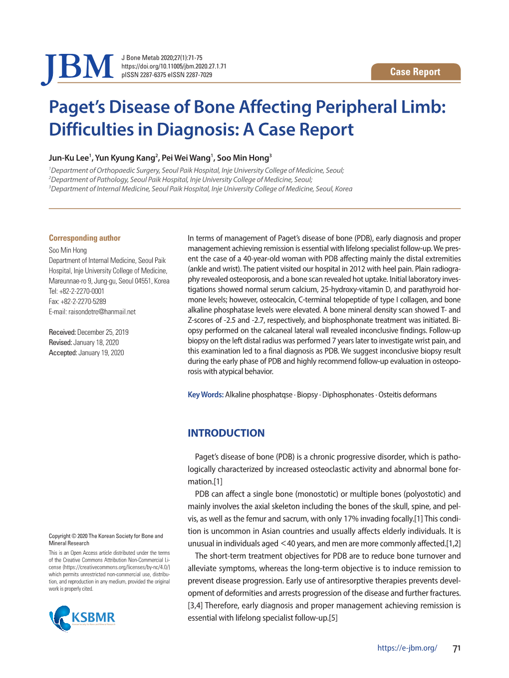 Paget's Disease of Bone Affecting Peripheral Limb
