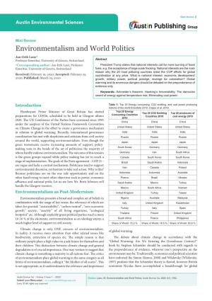 Environmentalism and World Politics