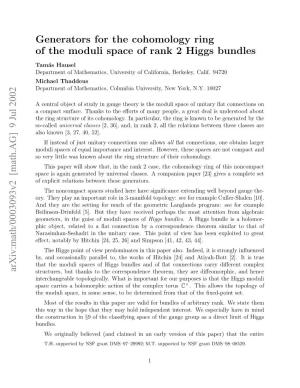 Generators for the Cohomology Ring of the Moduli Space of Rank 2 Higgs