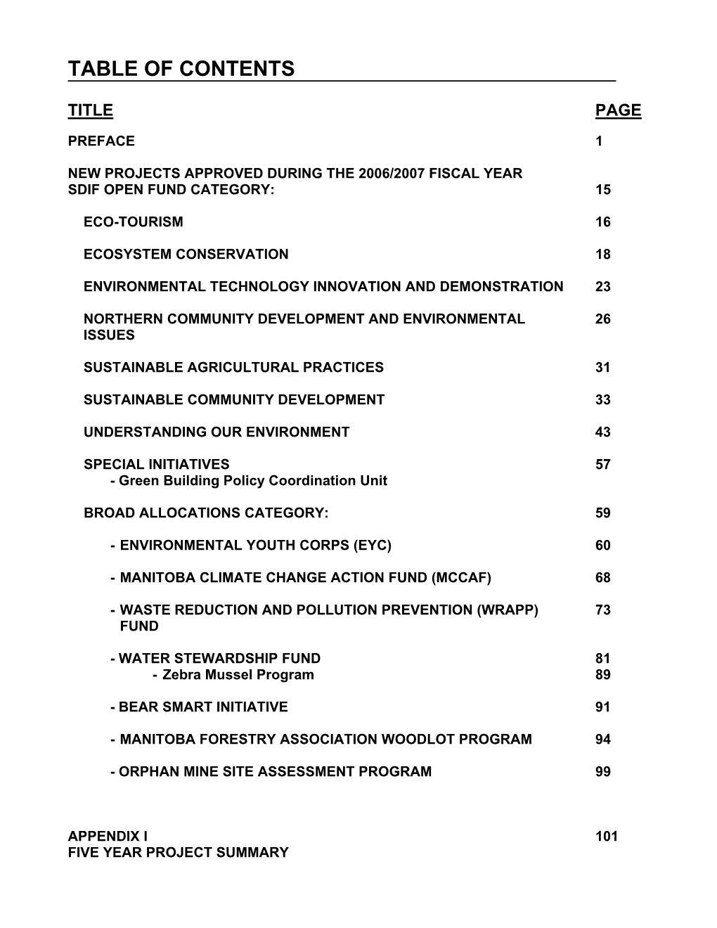 Table of Contents