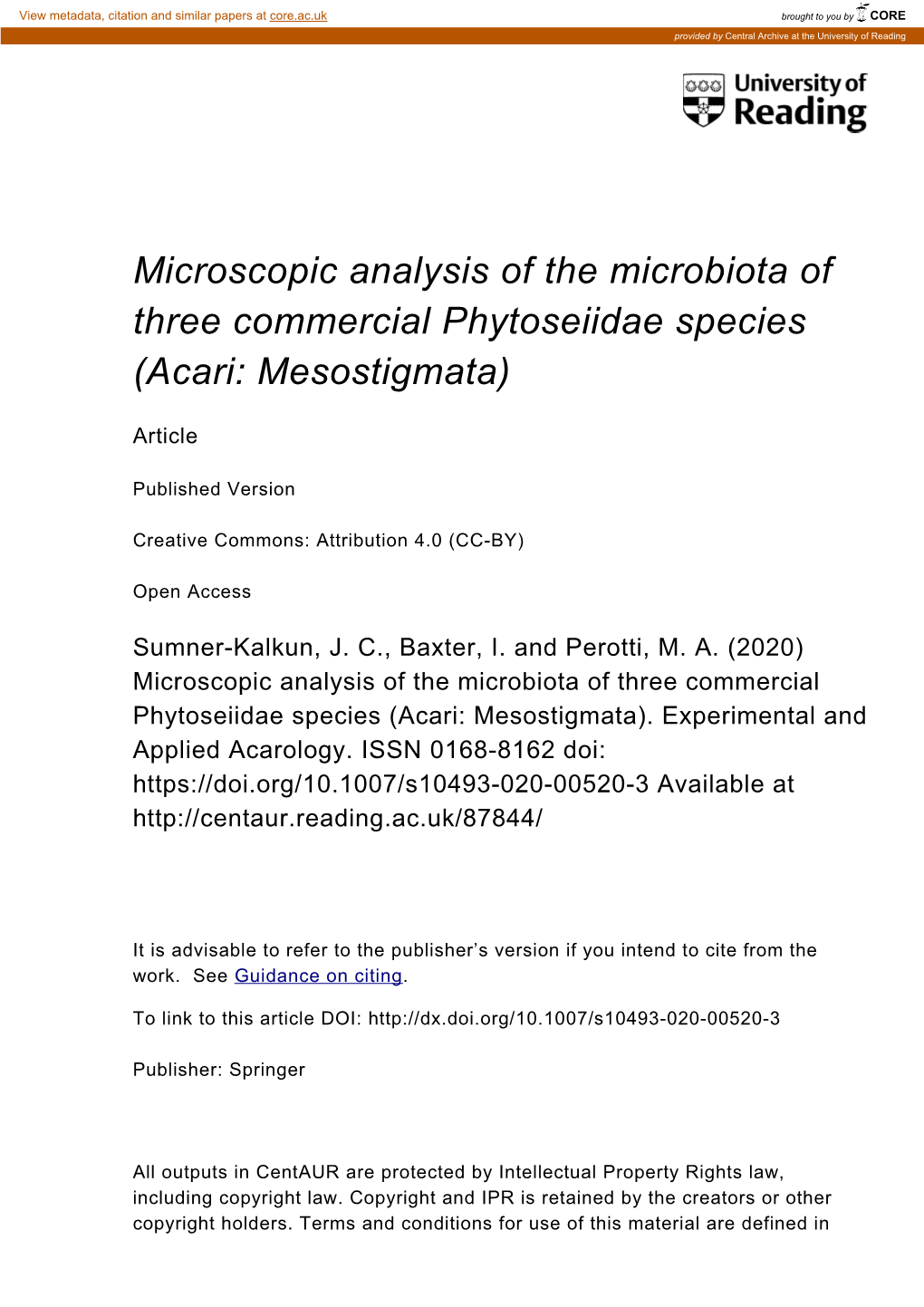 Microscopic Analysis of the Microbiota of Three Commercial Phytoseiidae Species (Acari: Mesostigmata)