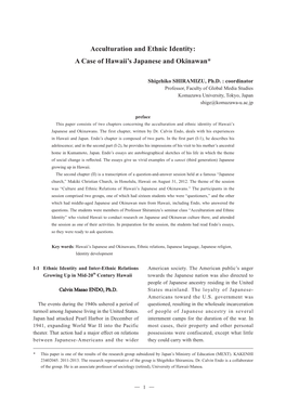 Acculturation and Ethnic Identity: a Case of Hawaii's Japanese And