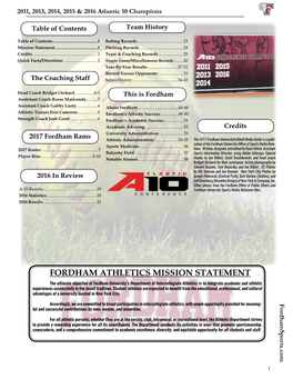 Fordham Athletics Mission Statement