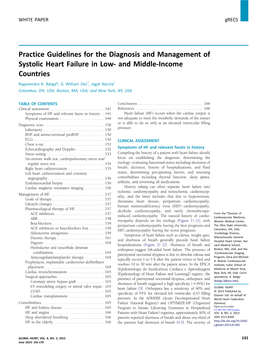 Practice Guidelines for the Diagnosis and Management of Systolic Heart Failure in Low- and Middle-Income Countries Ragavendra R