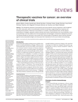 Therapeutic Vaccines for Cancer: an Overview of Clinical Trials