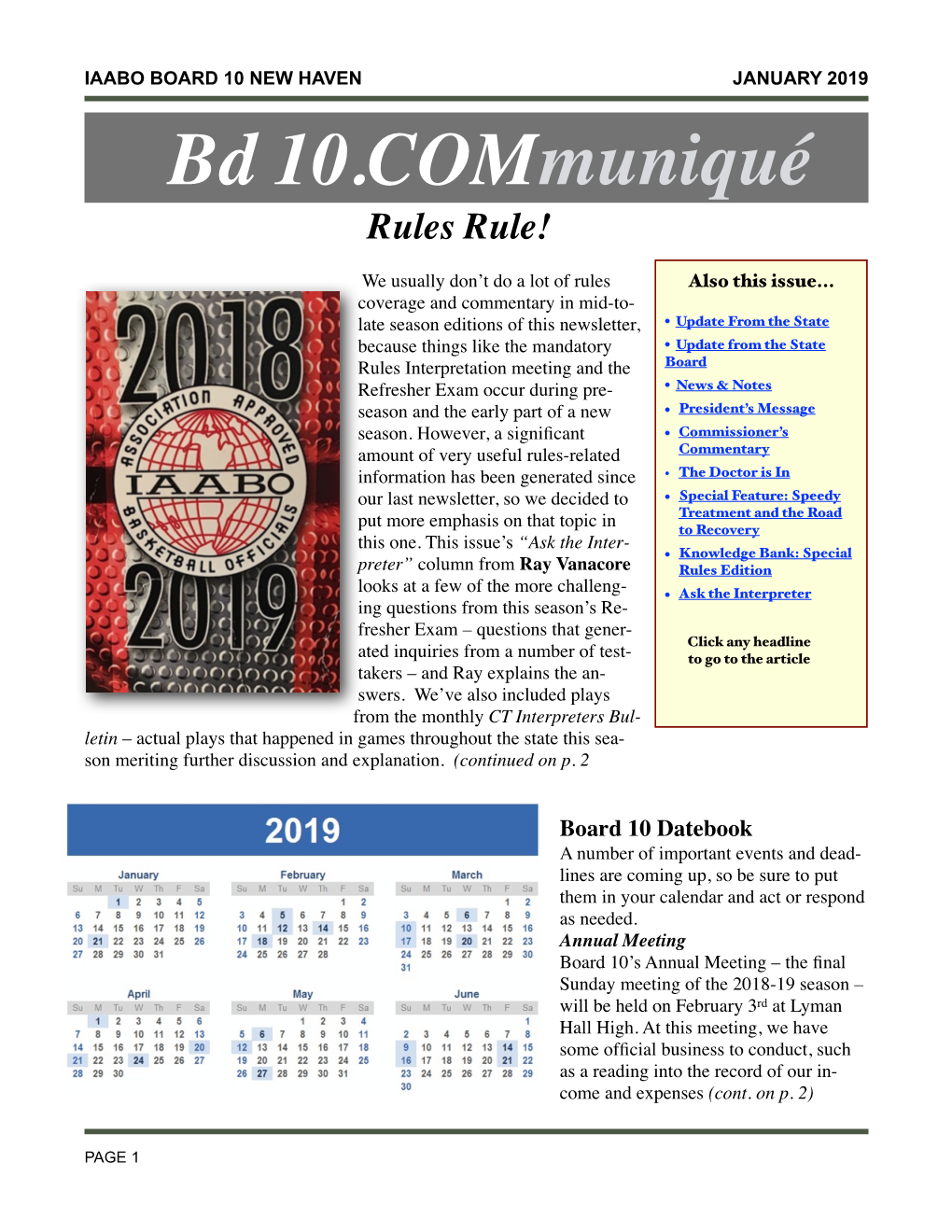 JANUARY 2019 Bd 10.Communiqué Rules Rule!