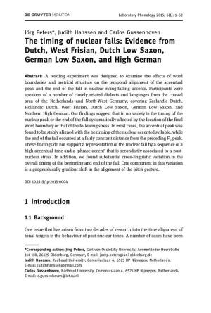 The Timing of Nuclear Falls: Evidence from Dutch, West Frisian, Dutch Low Saxon, German Low Saxon, and High German