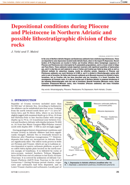 Depositional Conditions During Pliocene and Pleistocene in Northern Adriatic and Possible Lithostratigraphic Division of These Rocks J
