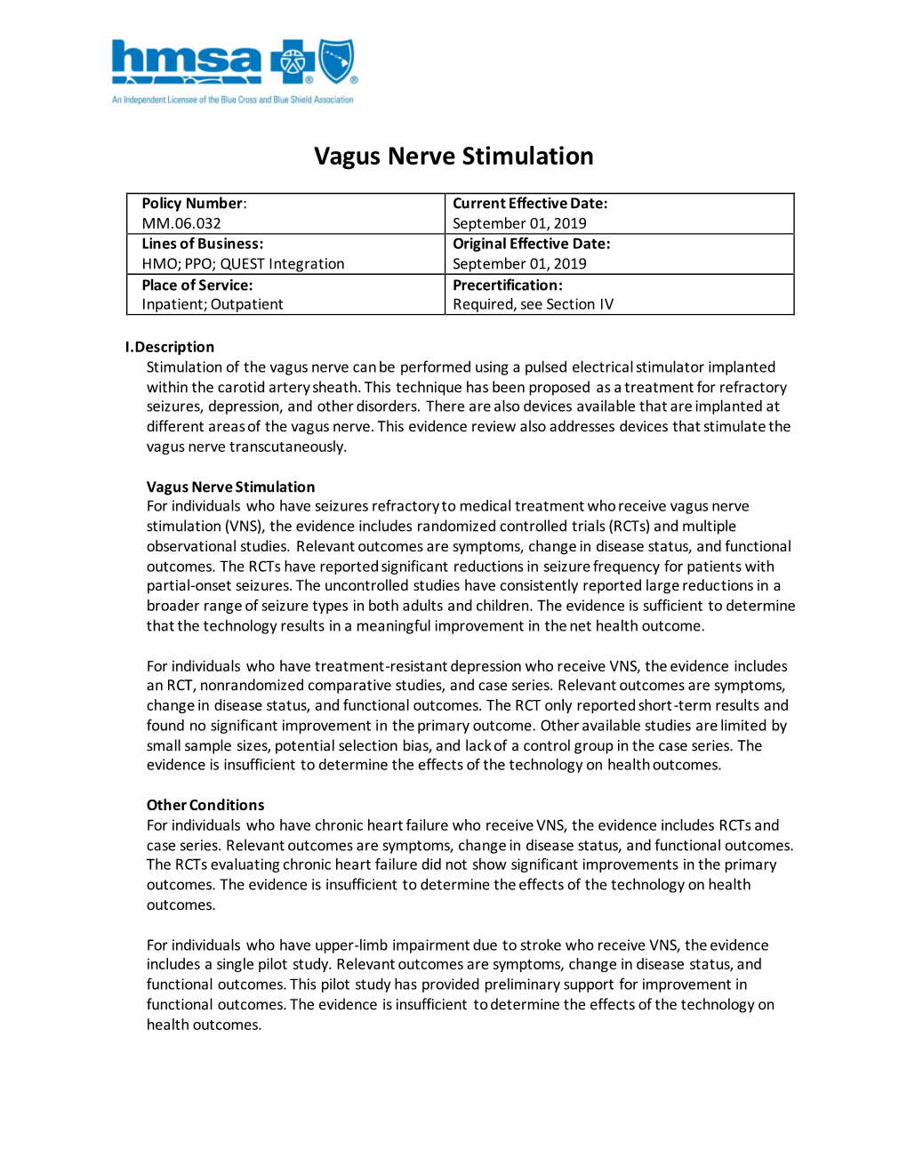 Vagus Nerve Stimulation