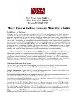 Morris Canal & Banking Company: Microfilm Collection