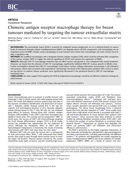 Chimeric Antigen Receptor Macrophage Therapy for Breast Tumours Mediated by Targeting the Tumour Extracellular Matrix