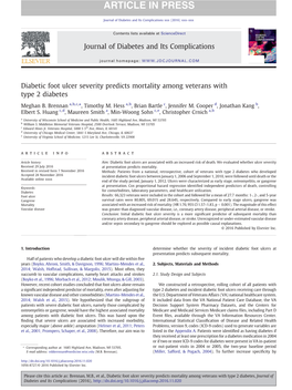 Diabetic Foot Ulcer Severity Predicts Mortality Among Veterans with Type 2 Diabetes