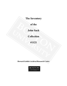 The Inventory of the John Sack Collection #1121