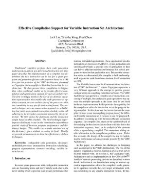 Effective Compilation Support for Variable Instruction Set Architecture