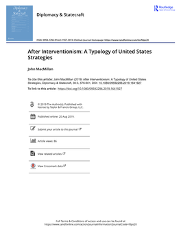 After Interventionism: a Typology of United States Strategies