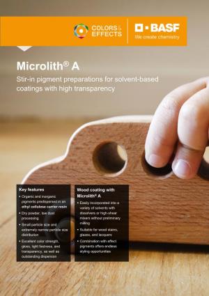 Microlith® a Stir-In Pigment Preparations for Solvent-Based Coatings with High Transparency