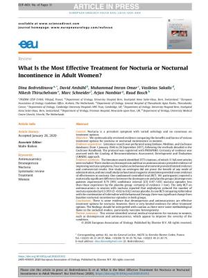 What Is the Most Effective Treatment for Nocturia Or Nocturnal Incontinence in Adult Women?