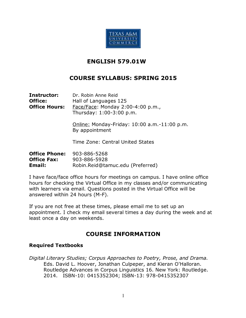 English 579.01W Course Syllabus: Spring 2015