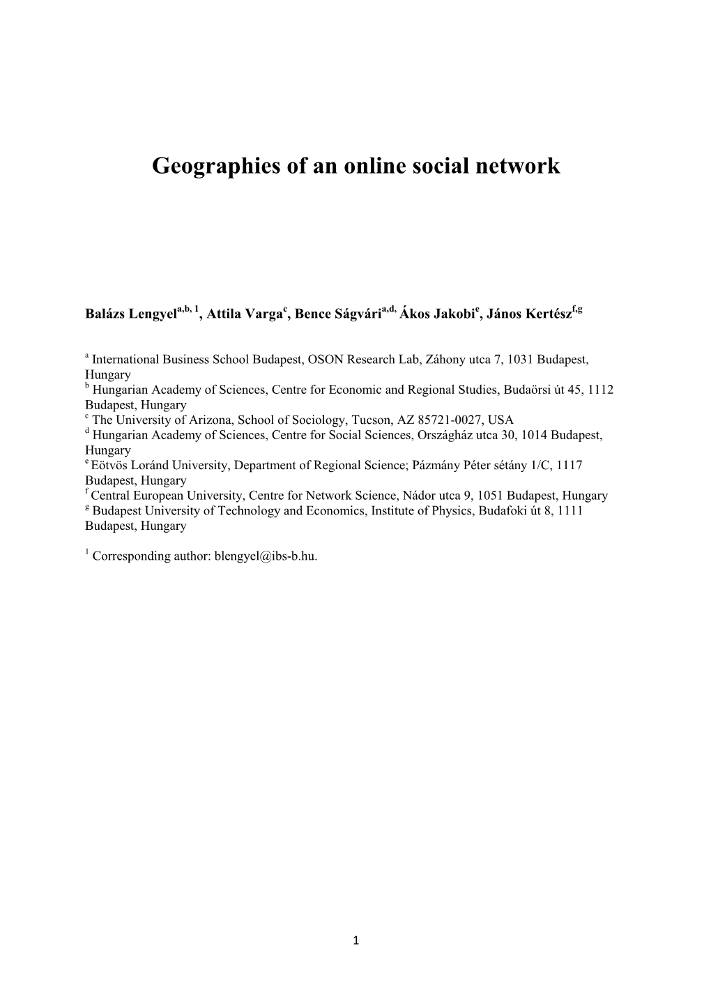 Geographies of an Online Social Network