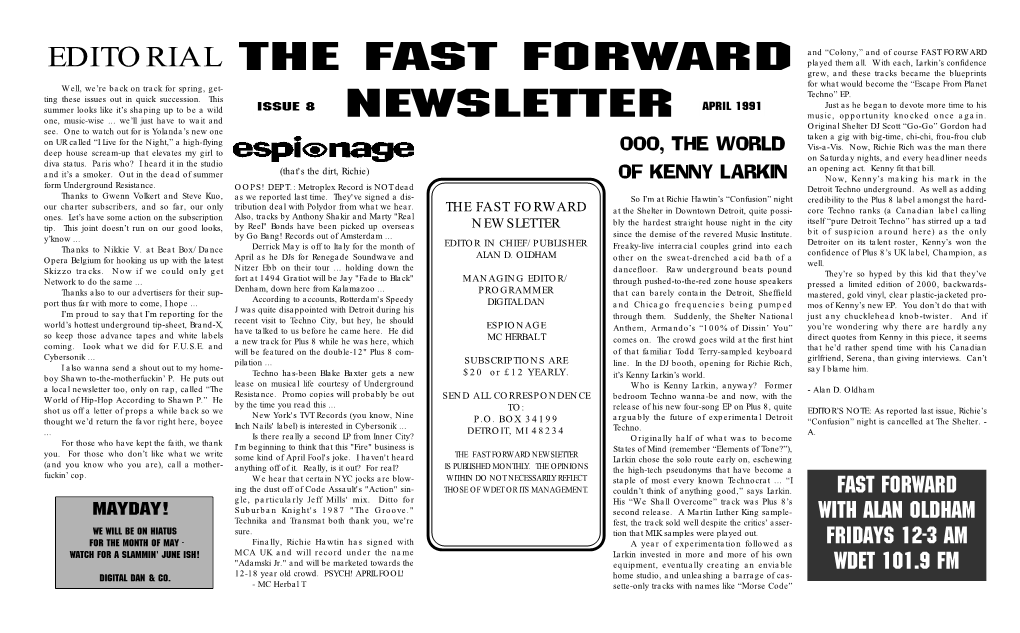 THE FAST FORWARD NEWSLETTER Some Kind of April Fool's Joke