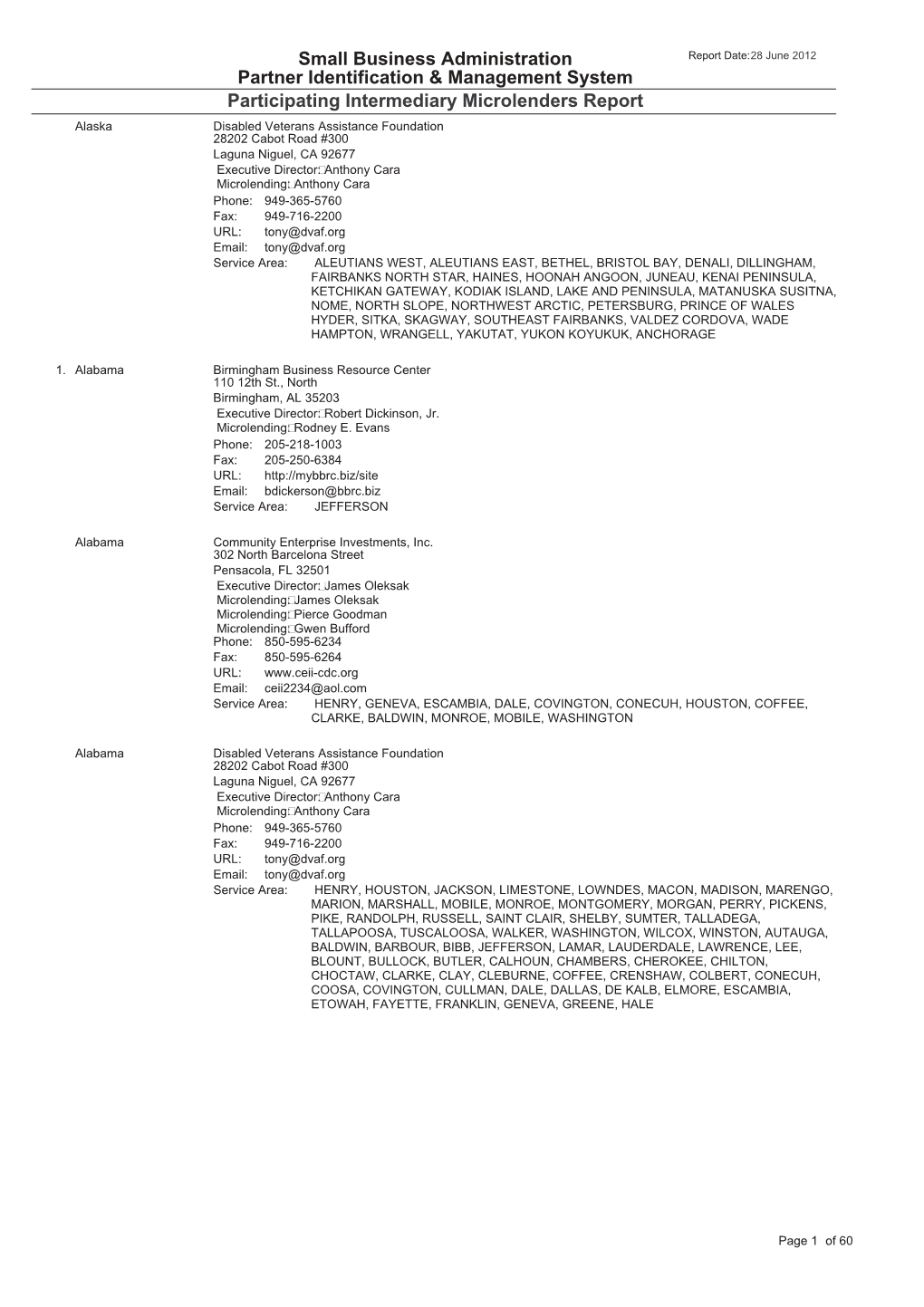 Small Business Administration Partner Identification & Management