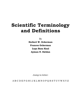 Scientific Terminology and Definitions