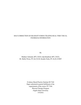 Self-Correction of Deadlift Form Utilizing Real Time Visual Feedback Information