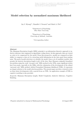 Model Selection by Normalized Maximum Likelihood