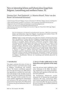 New Or Interesting Lichens and Lichenicolous Fungi from Belgium, Luxembourg and Northern France