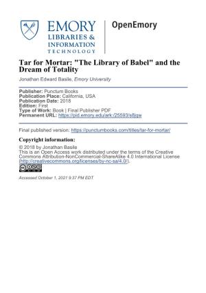 The Library of Babel" and the Dream of Totality Jonathan Edward Basile, Emory University