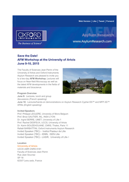 AFM Workshop at the University of Artois June 9-10, 2015