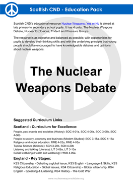 The Nuclear Weapons Debate, Nuclear Explosions, Trident and Pressure Groups