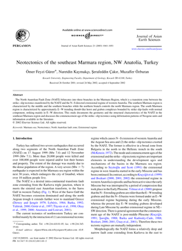 Neotectonics of the Southeast Marmara Region, NW Anatolia, Turkey