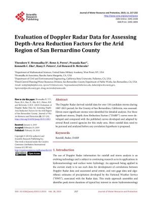 Evaluation of Doppler Radar Data for Assessing Depth-Area Reduction Factors for the Arid Region of San Bernardino County
