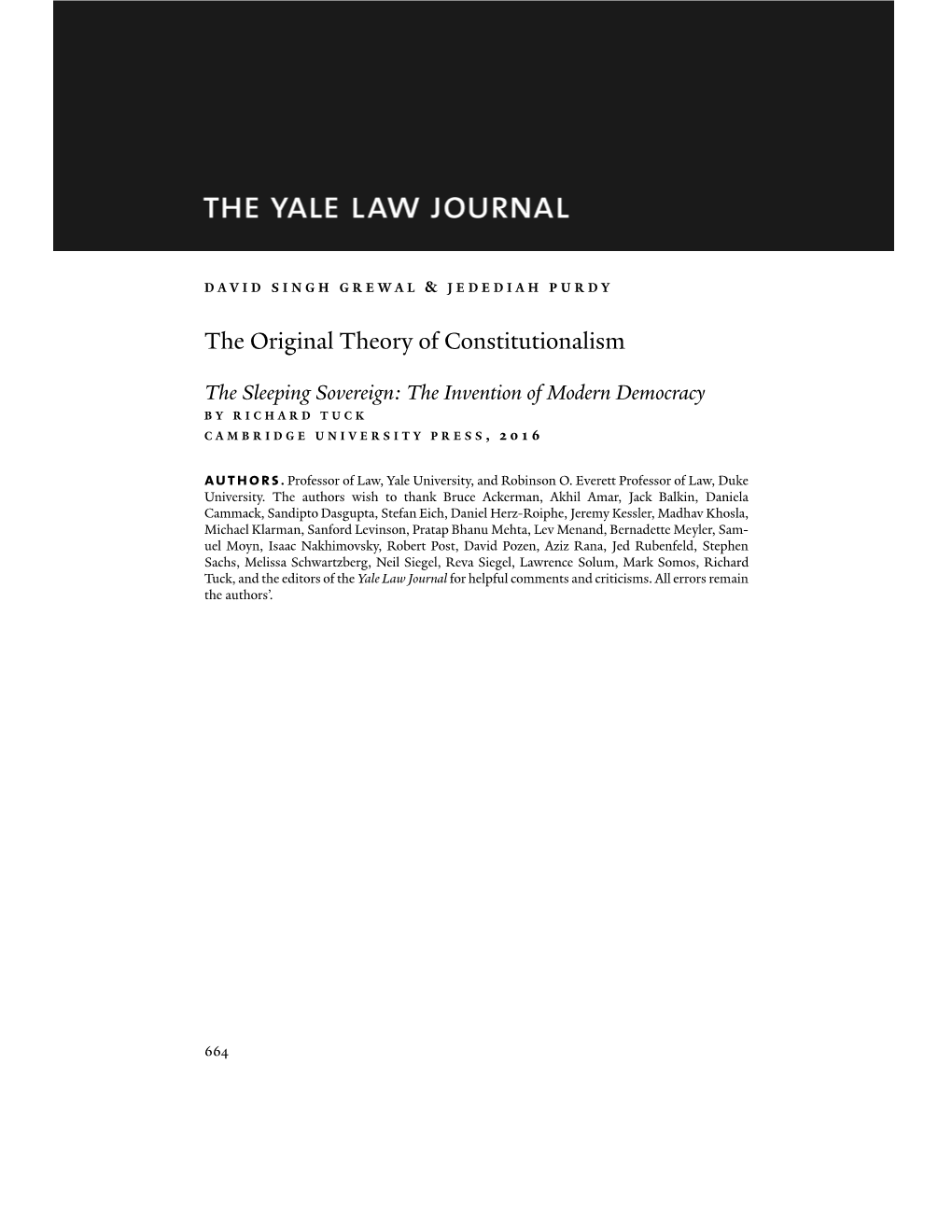 The Original Theory of Constitutionalism