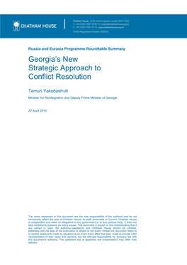 Georgia's New Strategic Approach to Conflict Resolution