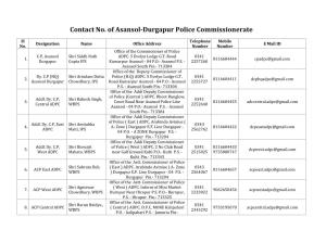 Contact No. of Asansol-Durgapur Police Commissionerate
