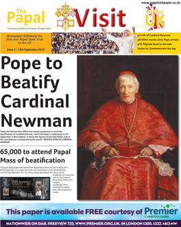 65,000 to Attend Papal Mass of Beatification