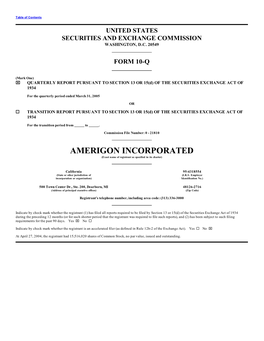 AMERIGON INCORPORATED (Exact Name of Registrant As Specified in Its Charter)