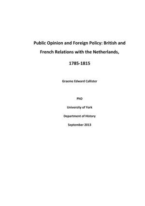 Public Opinion and Foreign Policy: British and French Relations with the Netherlands