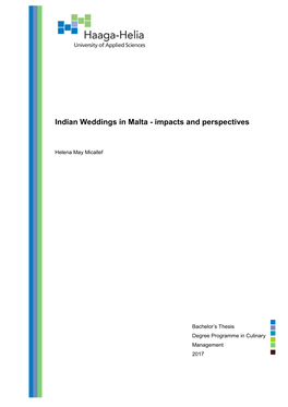 Indian Weddings in Malta - Impacts and Perspectives
