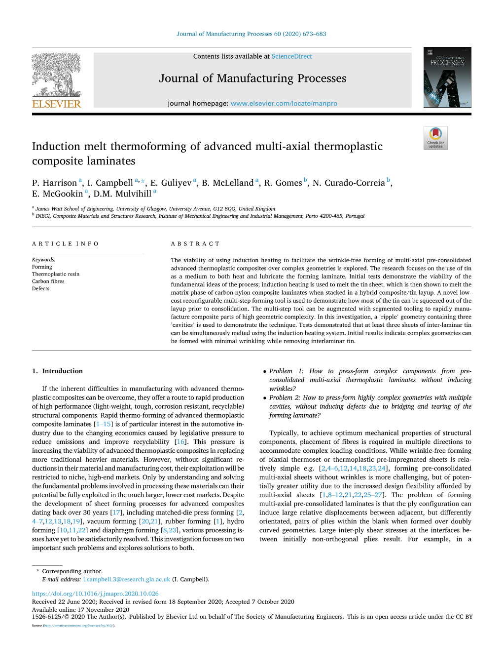 Induction Melt Thermoforming of Advanced Multi-Axial Thermoplastic Composite Laminates