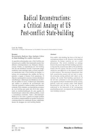 A Critical Analogy of US Post‑Conflict State‑Building