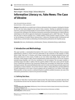 Information Literacy Vs. Fake News: the Case of Ukraine